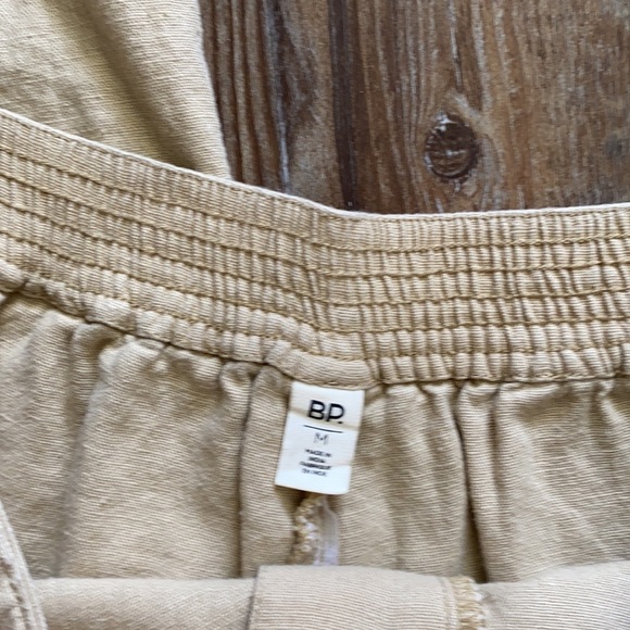 BP Tan High Waisted Wide Leg Stretchy Elastic Waist Linen Blend Pants - Picture 4 of 5